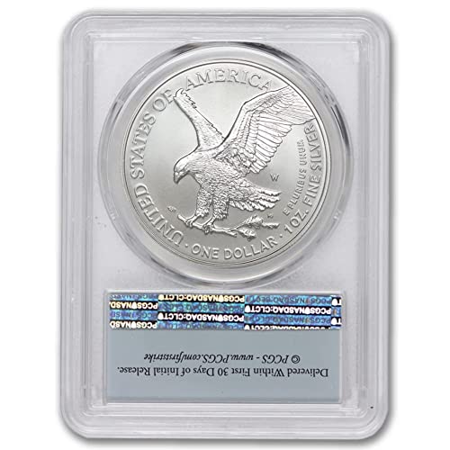 2021 W 1 oz Amerikan Perdahlı Gümüş Kartal SP-70 (İlk Vuruş Tipi 2 Bayraklı Etiket) CoinFolio $1 SP70 PCGS