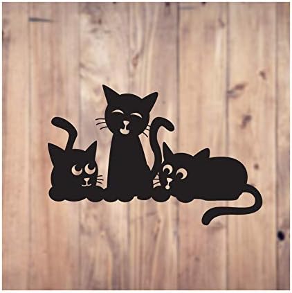 Yeraltı Baskı Üç Kediler Yavru Kedi Pet Lover Çılgın Kedi Bayan Vinil çıkartma / 5 Geniş / Siyah