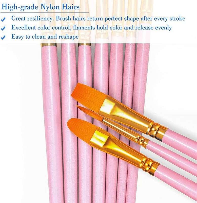 CLGZS 20 adet boya fırçası Seti Yuvarlak Sivri Ucu Boya Fırçaları Naylon Saç Sanatçısı Akrilik Yağ Suluboya (Renk: