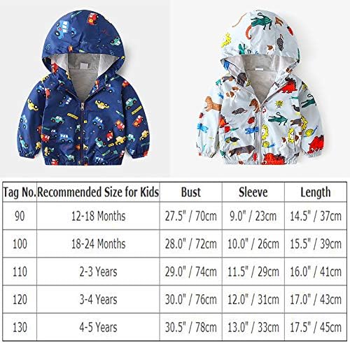 Toddler Bebek Erkek Kız Kapüşonlu Ceket Rüzgarlık Hafif Dinozor Baskı Ceket Sonbahar Uzun Kollu Rüzgar Geçirmez Dış