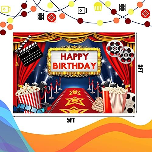 Film Tema Parti Süslemeleri Dahil Büyük Kumaş Zemin Mutlu Doğum Günü Arka Plan 5x3 Ayaklar Film Şimdi Banner Gösteriliyor