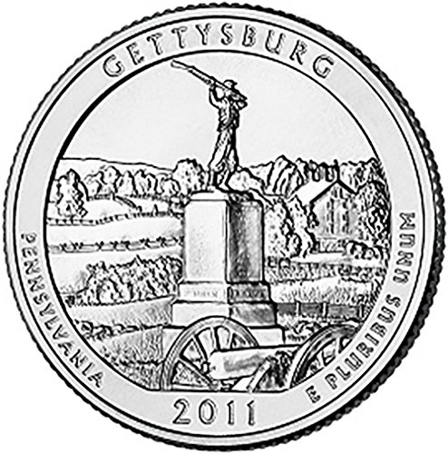 2011'in Gümüş Kanıtı Gettysburg Pennsylvania Ulusal Parkı NP Çeyrek Seçimi Dolaşımsız ABD Darphanesi