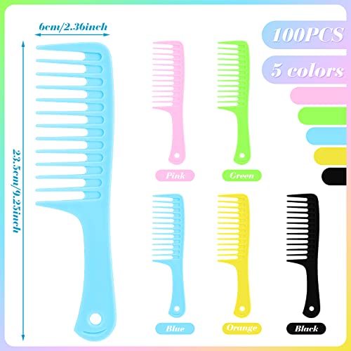 Vesıcı 100 Adet Renkli cep Tarağı Toplu Dolaşık Açıcı Geniş Diş Tarağı Kadınlar Erkekler için Yuvarlak Saplı Düz Saç