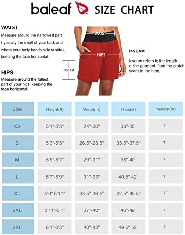 BALEAF Womens' 7 Uzun Koşu Atletik Şort Astar Egzersiz Fermuarlı Cebi ile