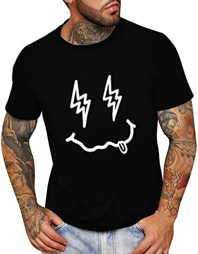 XXBR Erkek Yaz Kısa Kollu T-Shirt Komik Grafik Baskı Crewneck Temel T Gömlek Casual Gevşek Atletik Egzersiz Tee Tops