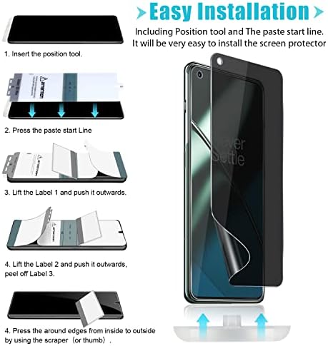 Zekıng [2 + 2 Paket OnePlus 11 5G (2023) Gizlilik Esnek Ekran Koruyucu (2 Paket) Kamera Lens Koruyucu (2 Paket), [Kabarcıksız]