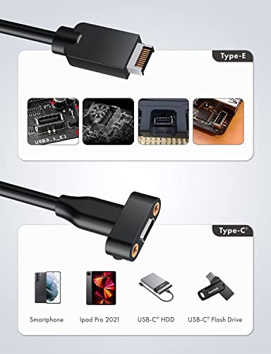 GRAUGEAR USB 3.2 Gen 2 USB-C Ön Panel Adaptörü, Anakart Başlık Uzatma Kablosu, PCIe Tam Yükseklik Braketli 20 pinli