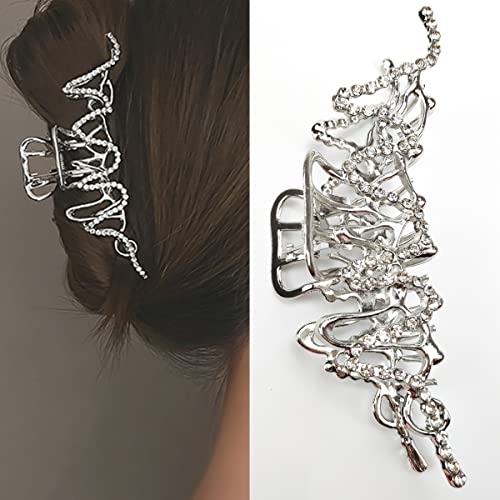 Gümüş Sıvı Saç pençe klipsleri Büyük Metal Taklidi Saç Pençe Düzensiz Geometrik Saç Çene Kelepçeleri Altın Saç Tokası