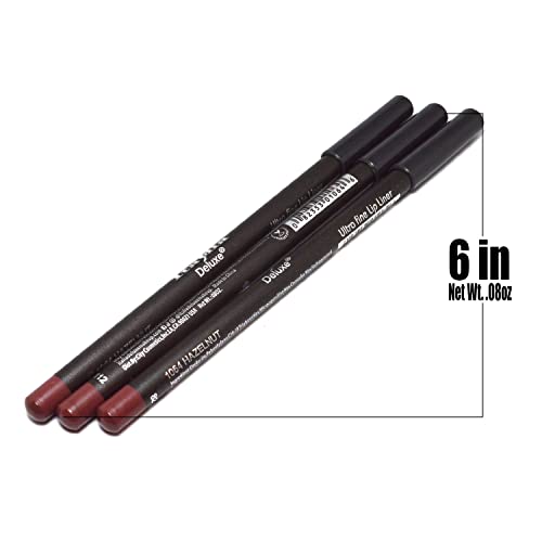 3 Adet x Italia Deluxe [1064 Fındık ] Ultra İnce Dudak kalemi Lipliner Seti + Ücretsiz Fermuarlı Çanta