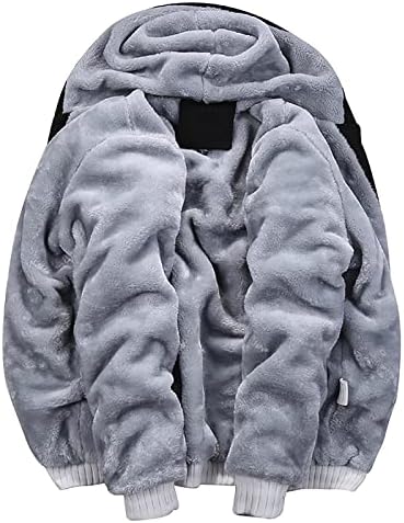 Erkek Kış Moda Sıcak Ağır Polar Ceket Gevşek Rahat Kontrast Renk Zip Up Peluş Astar Ceket Palto