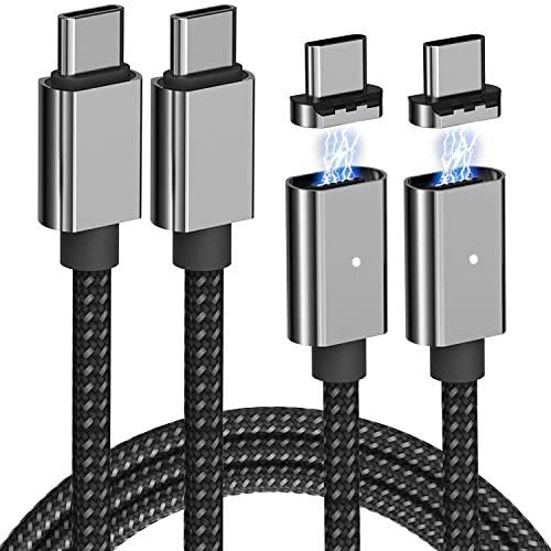 100W Manyetik USB C Şarj Kablosu, (2 Paket 5ft) Manyetik Tip C Kablolu Telefon Şarj Cihazı Hızlı Şarj Kablosu, MacBook