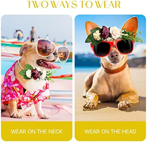 POPETPOP Köpek Çiçek Kafa Bandı Yapay Çiçek Taç Pet Şapkalar Doğal Çelenk Köpek Kediler için Düğün Dekor