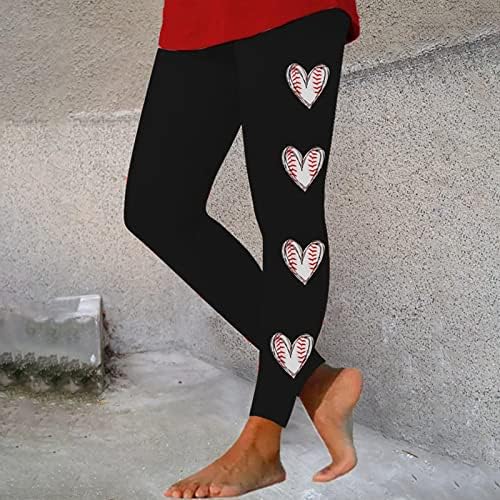 Beyzbol Baskı Tayt Kadınlar için Yüksek Bel Koşu Yoga Tayt Ultra Yumuşak Fırçalanmış Sıkı Rahat Atletik Spor Pantolon