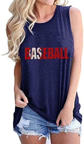 HGCCGDU Beyzbol Gömlek Kadın Mektubu Baskı Kolsuz Gömlek Bayanlar Yaz 2023 Sevimli Tankı Üstleri Temel Rahat Crewneck