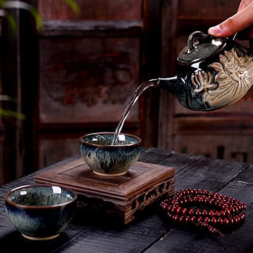 Seramik Fırın Değişimi demlik Porselen Kung Fu su ısıtıcısı el yapımı çaydanlık Büyük Retro Temmoku Sır Ev Otel Su