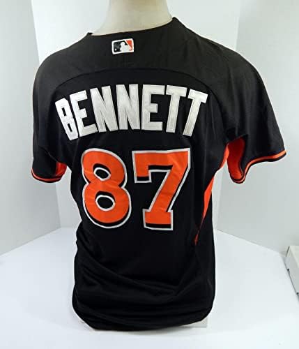 Miami Marlins Bennett 87 Oyun Kullanılmış Siyah Forma Vuruş Uygulaması ST 46 DP44315 - Oyun Kullanılmış MLB Formaları