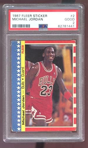 1987-88 Fleer 2 Michael Jordan Çıkartması PSA 2 Kademeli Basketbol Kartı NBA Chicago Bulls 87-88 1987-1988