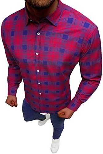 Erkekler Uzun Kollu Sonbahar Kış Rahat Ekose Baskılı Gömlek Moda üst bluz Gömlek Yaz Üstleri Kollu
