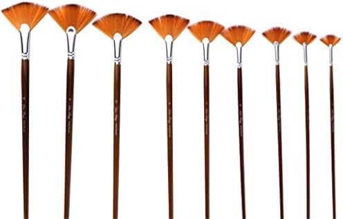 LUKEO 9 İki Renkli Naylon Saç Balık Kuyruğu Fan Fırça Keten Çubuk Renk Yağ Fırça Seti Fırça Sanat Malzemeleri