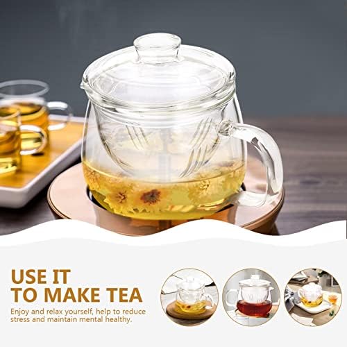 Demlik Seti çaydanlıklar 10 oz (300 ml) cam çaydanlık Stovetop Güvenli, Çıkarılabilir Demlik ile Şeffaf Demlik Çay