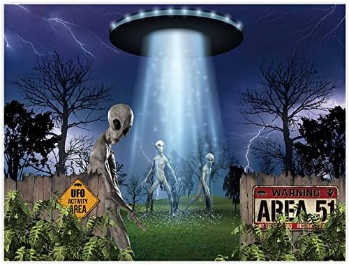 Funnytree UFO Alien Zemin Uzay Gemisi Cadılar Bayramı Doğum Günü Partisi Malzemeleri Afiş Uçan Daire Korkunç Bilim