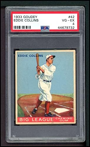 1933 Goudey 42 Eddie Collins Boston Red Sox (Beyzbol Kartı) PSA PSA 4.00 Red Sox