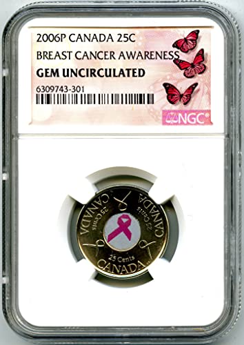 2006 P Kanada Susan G Komen Meme Kanseri Tedavisi PEMBE KURDELE Sikke Kelebek Etiket Çeyrek Mücevher Dolaşımsız NGC