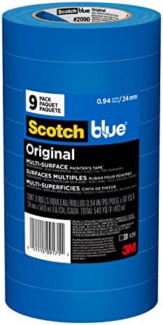 ScotchBlue 2090-24AP9 Orijinal Çok Yüzeyli Ressamın Bandı, 0,94 Genişlik, Mavi, 9 Paket ve Orijinal Çok Yüzeyli Ressamın