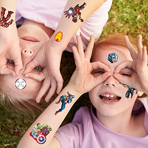 YEUXIAO 12 Yaprak Kahraman Geçici Dövmeler Çocuklar için Filmler Karikatür Doğum Günü Partisi Malzemeleri İyilik Sevimli