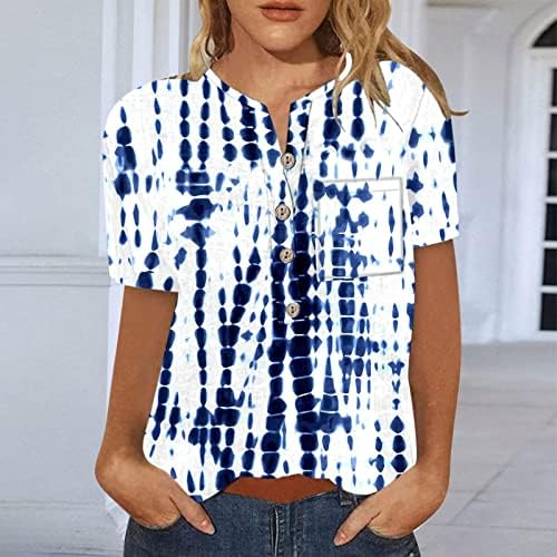 EOION kadın Üstleri Rahat Moda Pamuk Keten Baskılı Kısa Kollu Gömlek Baskı Desen Kısa Gömlek Tişörtleri