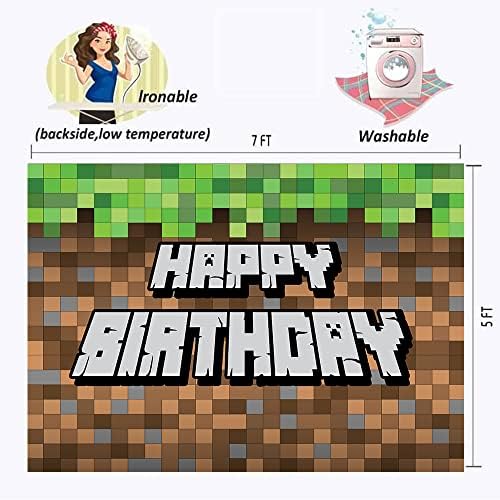HARİKA anılar Polyester Piksel Doğum Günü Zemin 5x3ft Mutlu Video Oyunu Parti Malzemeleri Süslemeleri Madencilik Kir