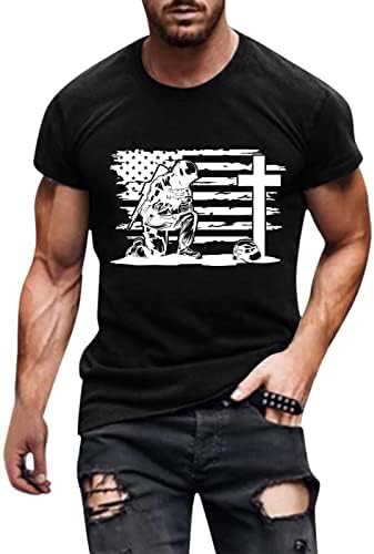 Bmısegm Yaz Erkek T Shirt Erkek Yaz Rahat Yuvarlak Boyun Kısa Kollu Bağımsızlık Günü Baskı T Shirt Büyük ve Uzun Boylu